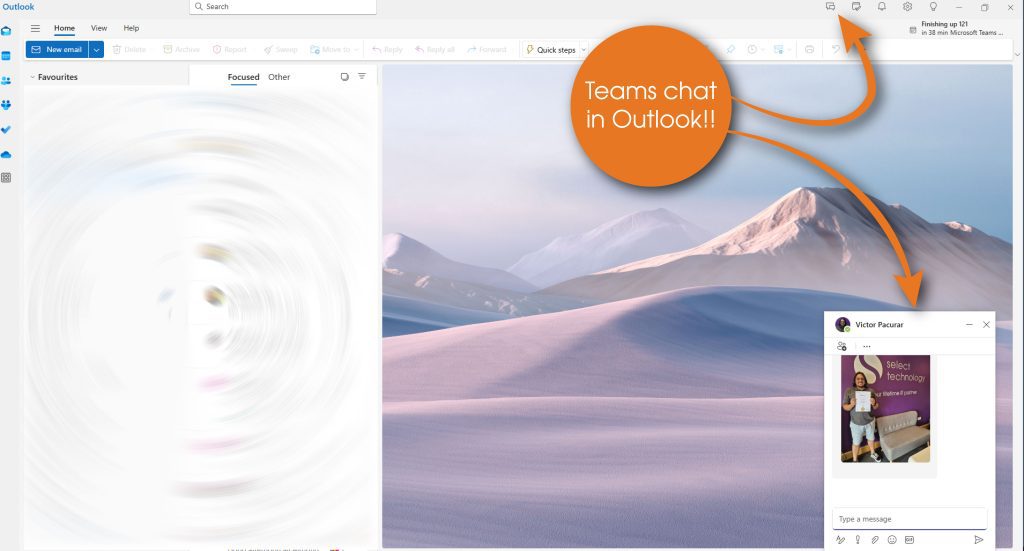 Teams chat in Outlook